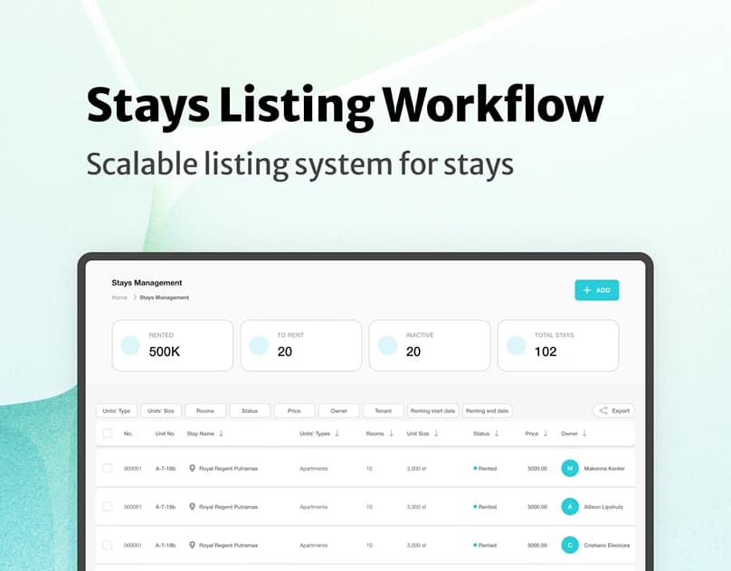 Stays listing workflow