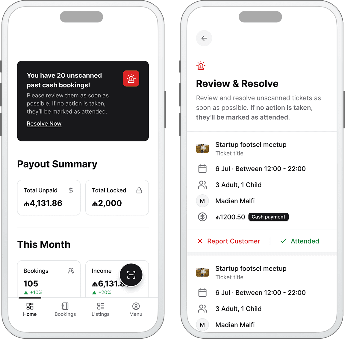 Handling unscanned bookings