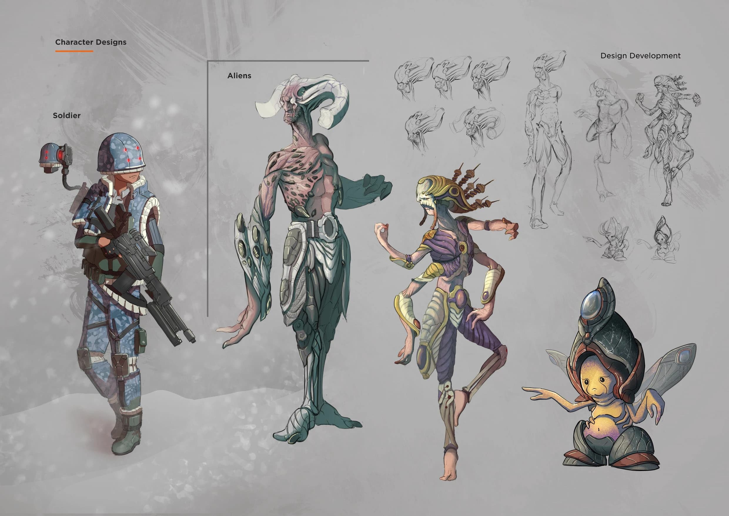 Character designs and development