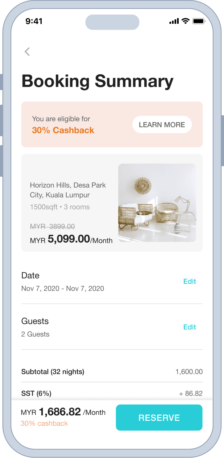 Booking summary