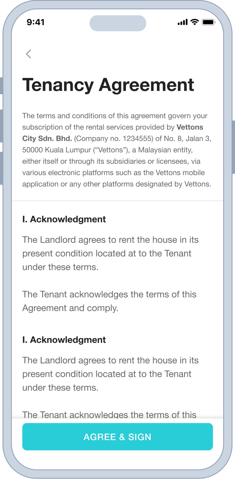 Tenancy agreement