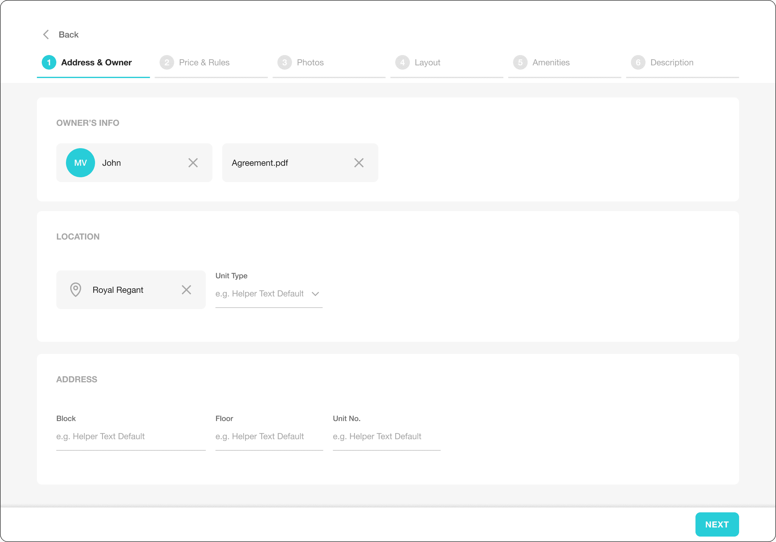 Stays Management address and owner step