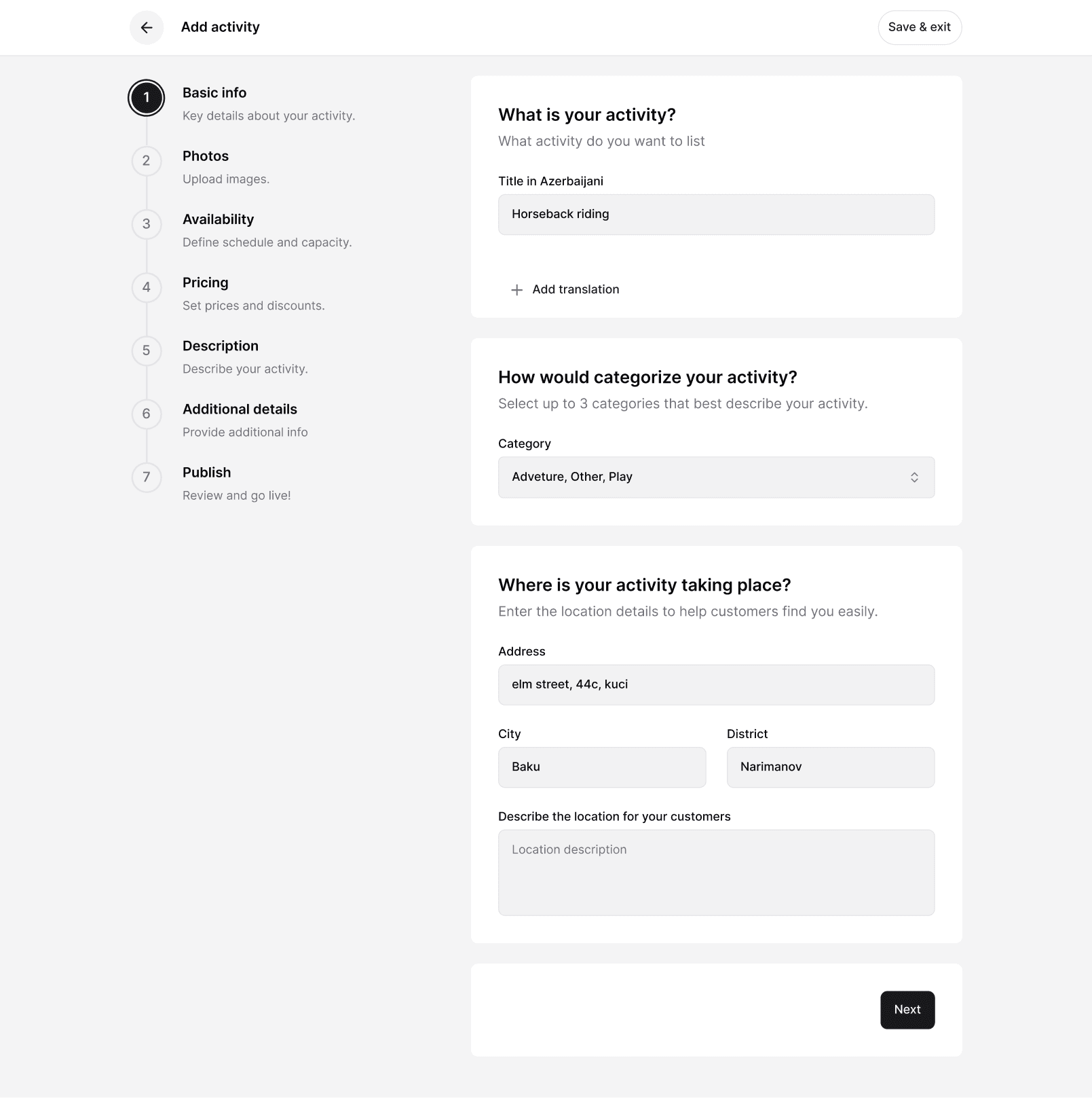 Basic information desktop flow