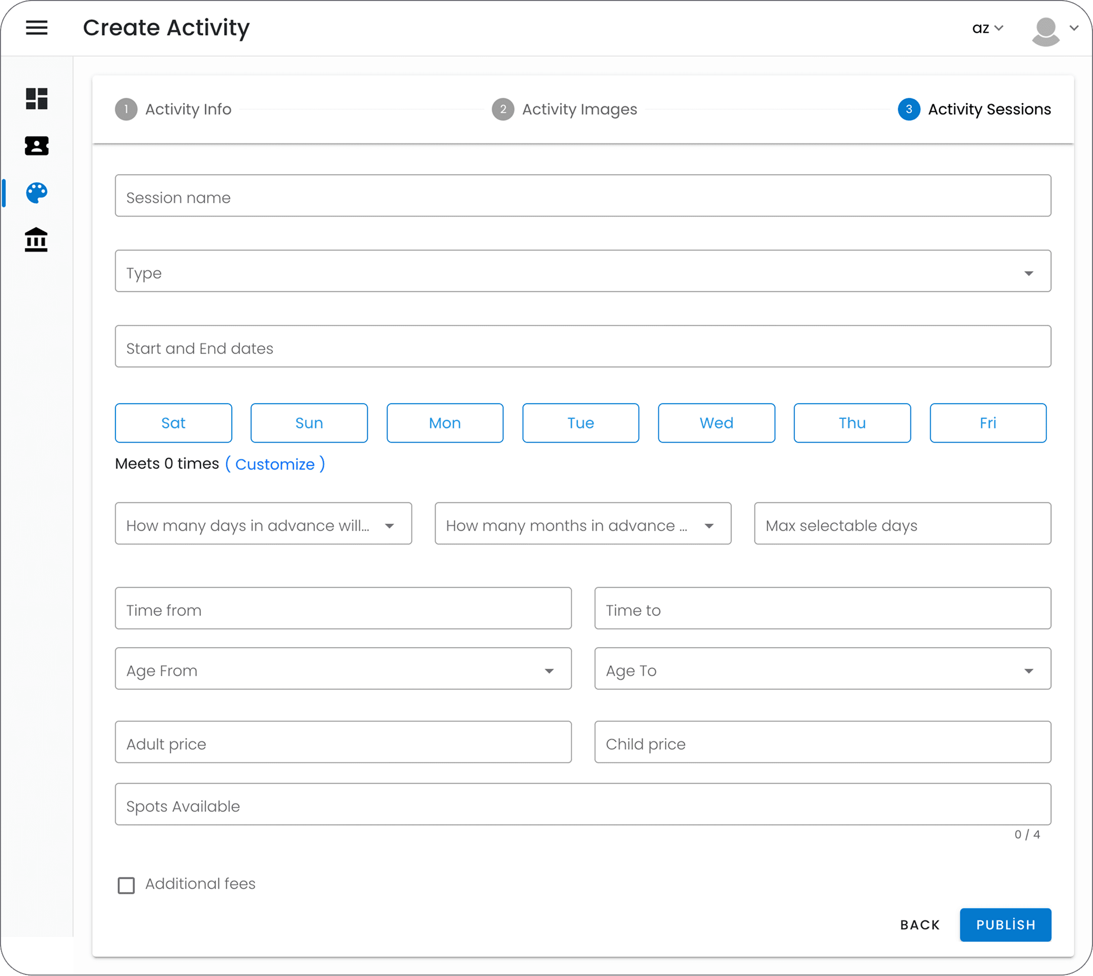 Legacy activity creation step 3