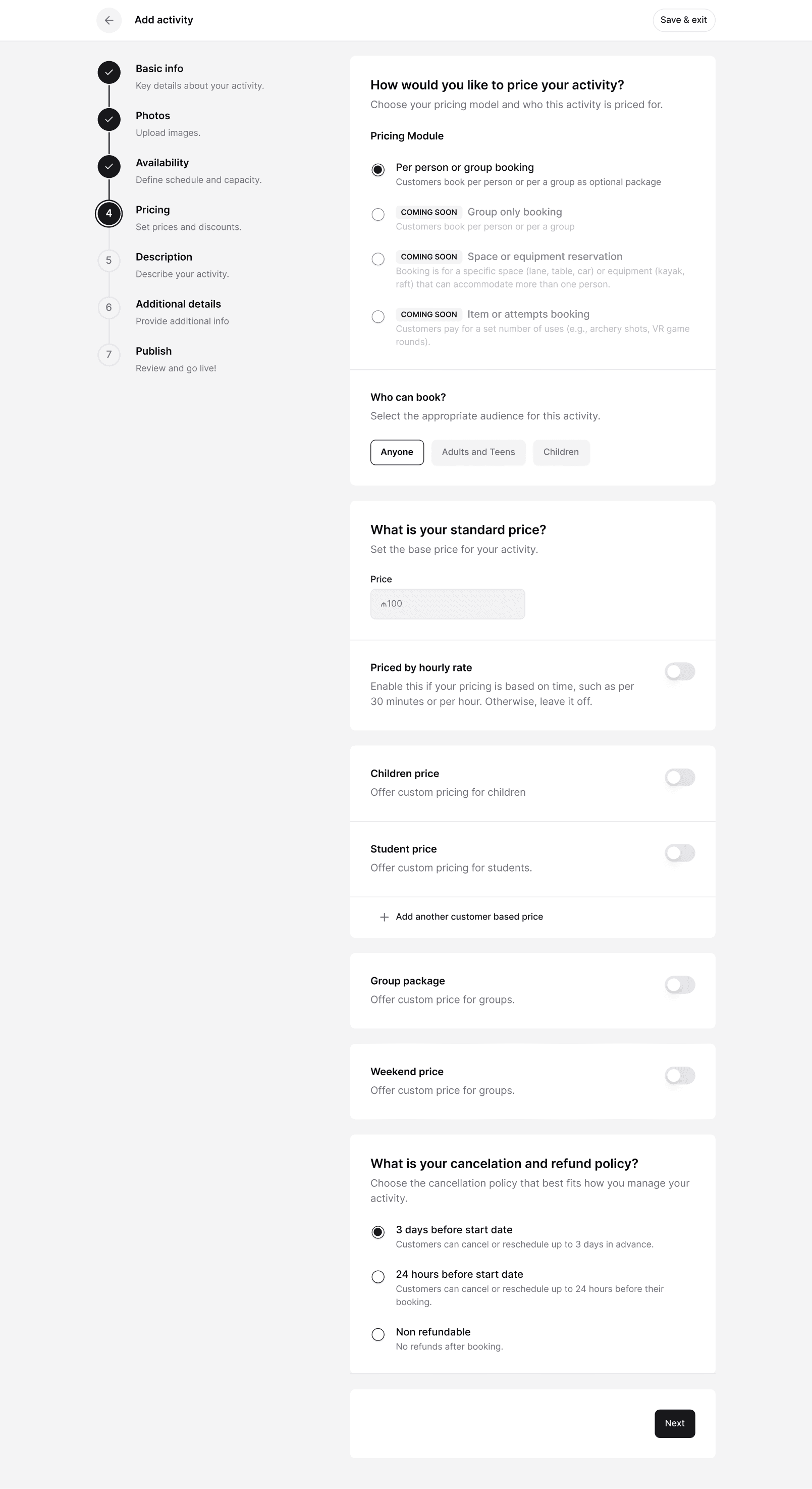 Pricing desktop flow