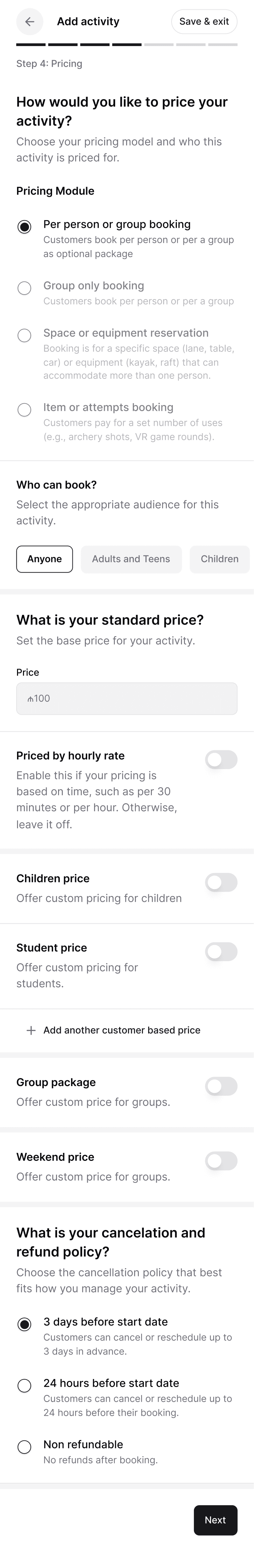Pricing mobile flow
