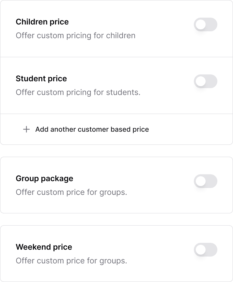 Progressive disclosure for optional pricing rules and advanced settings