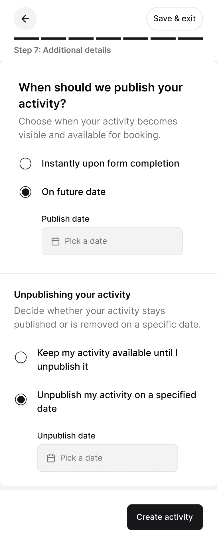 Publish mobile flow
